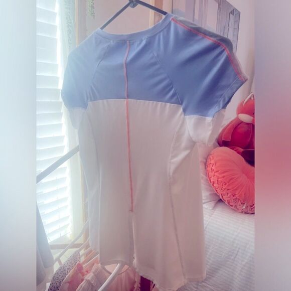 Lucky in Love Brand Blue and White Flutter Sleeve T-Shirt - Picture 6 of 7